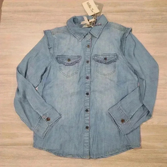 Matilda Jane Lyles Girls Drapery Chambray Shirt Size 10 NWT Denim. - Picture 7 of 13